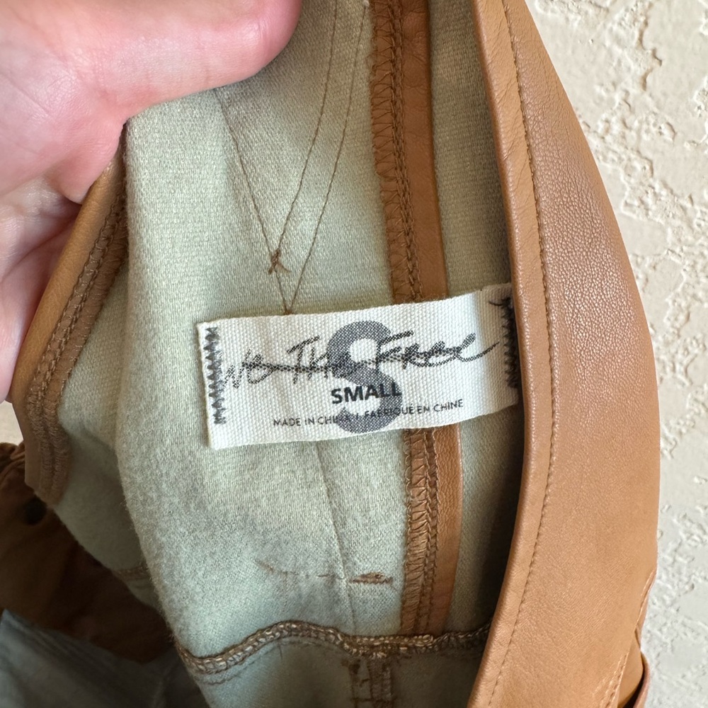 Free people faux vegan leather Women's Tan Overalls - Picture 3 of 5